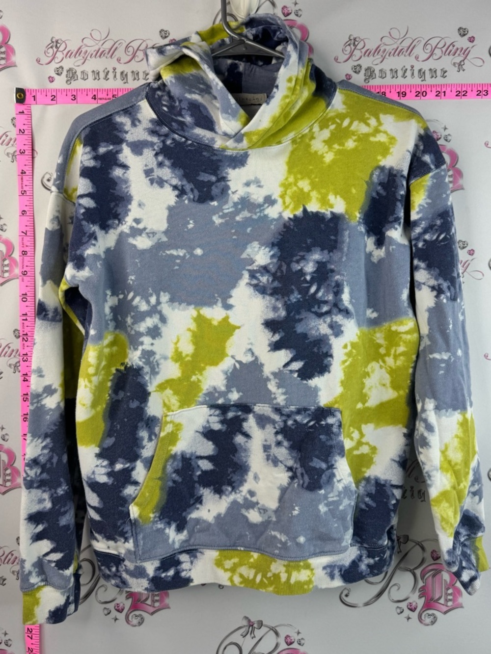 Eco threads pull over sweater Tie-Dye Pullover Hoodie - Yellow, Navy & Gray